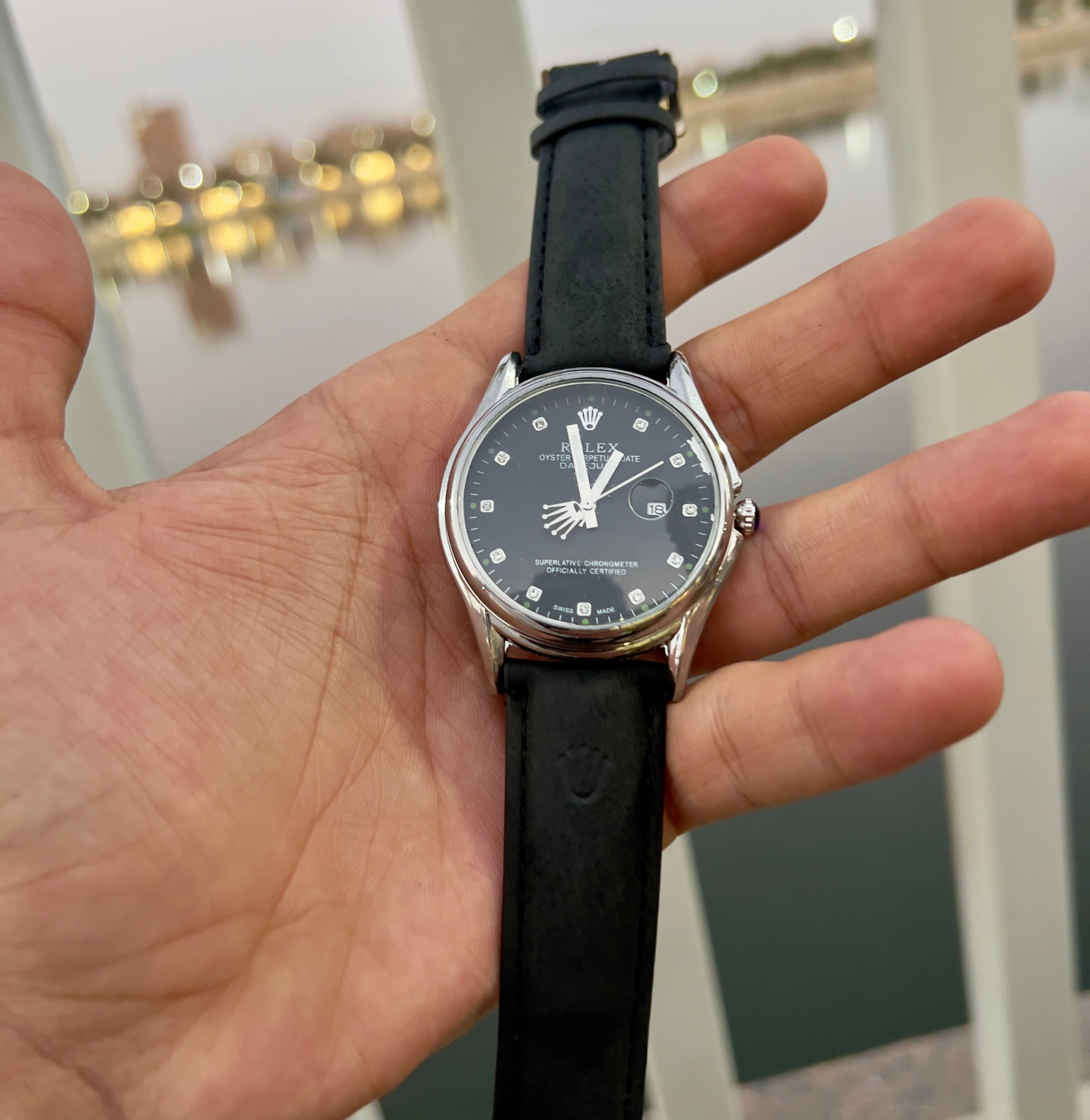 Rolex Men's Leather Watch